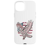Custodia per iPhone 15 Plus Bandiera patriottica dei nativi americani indiani dalla coda rossa Hawk USA