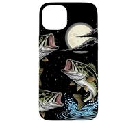 Custodia per iPhone 15 Plus Bass Fish Howling The Moon Vintage Pescatore Pescatore Regali