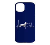 Custodia per iPhone 15 Plus Bassotto Battito Cuore ECG Cane Divertente Wiener Testardo Grafica