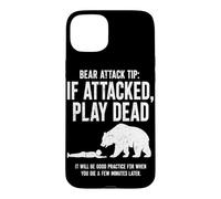 Custodia per iPhone 15 Plus Bear Attack Tip Se Attaccato Gioca Morto Divertente Escursionismo Umorismo