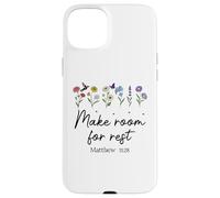 Custodia per iPhone 15 Plus Bible Verse Matthew 11 28 Make Room for Rest Trust God Jesus