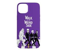 Custodia per iPhone 15 Plus Bigfoot - Scheletro alieno che attraversa la strada Strano Halloween