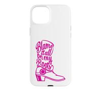 Custodia per iPhone 15 Plus Blame It All On My Roots - Stivali Country Rosa