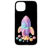 Custodia per iPhone 15 Plus Block Builder Mattoni Rocket Ship Giocattoli di costruzione di mattoni