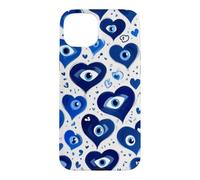 Custodia per iPhone 15 Plus Blu scuro scuro Evil Eye Greco Eye Cute Heart Eye Pattern