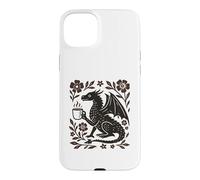 Custodia per iPhone 15 Plus Boho Drago Bere Caffè Folk Art Mitico Bestia