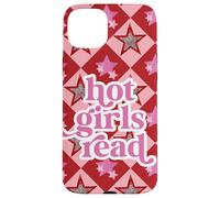 Custodia per iPhone 15 Plus Book Lover Hot Girls Read Preppy Pink Red Star Y2K