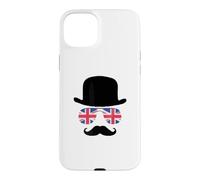 Custodia per iPhone 15 Plus British Gentleman - Cappello a bombetta, motivo: aviatori Union Jack