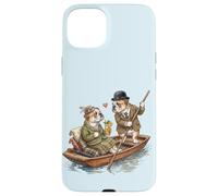 Custodia per iPhone 15 Plus Bulldog inglese cani coppia innamorata drink barca Inghilterra