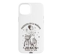 Custodia per iPhone 15 Plus Cafecito en la Mañana Jesús Todo el Día Cristiana