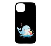 Custodia per iPhone 15 Plus Carino balena Kawaii che gioca a palla da spiaggia divertimento oceano