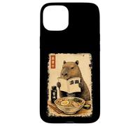 Custodia per iPhone 15 Plus Carino Capybara Ramen giapponese Kanji Edo Pittura