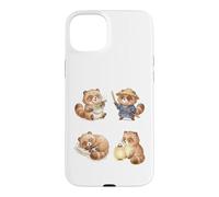 Custodia per iPhone 15 Plus Carino Tanuki Raccoon Cane Giapponese Chibi Animale