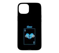 Custodia per iPhone 15 Plus Carta d'amore perso di colore blu Grafica blu