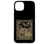 Custodia per iPhone 15 Plus Carta dei tarocchi con lucertola dal collo celeste