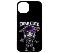 Custodia per iPhone 15 Plus Cartello rock Dead Cute Goth Girl viola, stile emo art punk