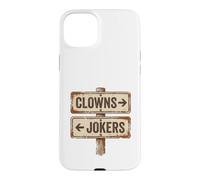 Custodia per iPhone 15 Plus Cartello vintage con clowns to the left jolly to the right
