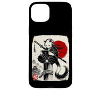 Custodia per iPhone 15 Plus Cat Ninja Gamer Giapponese Sumi-e Gioco Samurai Art
