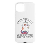 Custodia per iPhone 15 Plus Caticorns Fly When They coming out the closet Cat Unicorn Fun