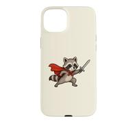 Custodia per iPhone 15 Plus Cavaliere procione carino con spada e mantello Fantasy Adventure