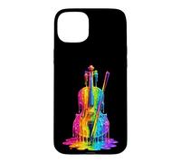 Custodia per iPhone 15 Plus Cello Violoncellista Drip-Painting-Art 80s 90s Violoncello