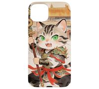 Custodia per iPhone 15 Plus Chibi asiatico cinese guerriero gatto - Meow Kung Fu Vintage Art