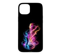 Custodia per iPhone 15 Plus Chitarra a forma di vortici colorati per musica