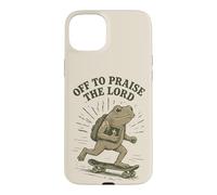 Custodia per iPhone 15 Plus Christian Frog Skateboard Umorismo religioso Vintage