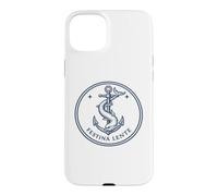 Custodia per iPhone 15 Plus Citazione Latina Festina Lente Ancora e Delfino Emblema