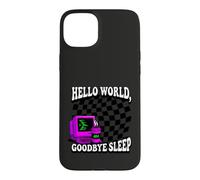 Custodia per iPhone 15 Plus Coder Hello World Goodbye Sleep Computer Science Retro