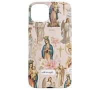 Custodia per iPhone 15 Plus Collage cristiano cattolico floreale vintage della Vergine