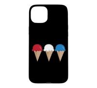 Custodia per iPhone 15 Plus Coni gelato rosso bianco blu estate patriottica