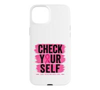 Custodia per iPhone 15 Plus Controlla te stesso nastro rosa consapevolezza del cancro al seno