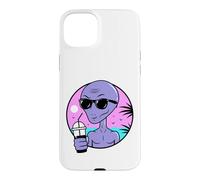 Custodia per iPhone 15 Plus Cool Alien Drinking Summer Juice Illustration Graphic Design