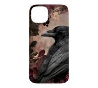Custodia per iPhone 15 Plus Corvo gotico e fiori botanici scuri