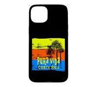 Custodia per iPhone 15 Plus Costa Rica Pura Vida Retro con palme