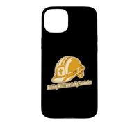 Custodia per iPhone 15 Plus Costruire con fede come fondazione Christian Builder