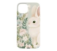 Custodia per iPhone 15 Plus Cottagecore Bunny e Wildflower Garden Design