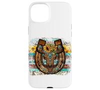 Custodia per iPhone 15 Plus Country Boho Western Bull Decor For Women Cute Horseshoe