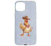 Custodia per iPhone 15 Plus Cowboy Chicken Western Stripe Graphic Illustration