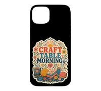 Custodia per iPhone 15 Plus Craft Table Morning cucito filato hobby