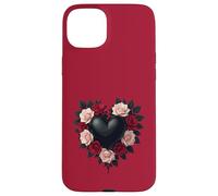 Custodia per iPhone 15 Plus Cuore Nero E Corona Di Rose Nere