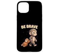 Custodia per iPhone 15 Plus Cute Baby Monkey Be Brave Viral Meme Emozionale Peluche
