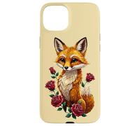 Custodia per iPhone 15 Plus Cute Fox Roses Foresta Animale Volpe Rossa Fiori