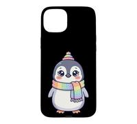 Custodia per iPhone 15 Plus Cute Kawaii Penguin Rainbow Beanie Scarf Winter