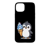 Custodia per iPhone 15 Plus Cute Penguin Holding Ice Cream Cone Cartoon