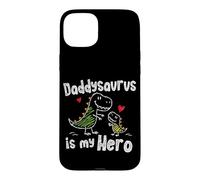 Custodia per iPhone 15 Plus Daddysaurus è il mio eroe Cute Doodle Kids Dad Dino Lovers