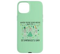 Custodia per iPhone 15 Plus Dead Inside St Patricks Day Dancing Skeletons Lucky Clover