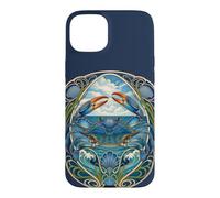 Custodia per iPhone 15 Plus Design Art Nouveau Blue Crab Sea Life