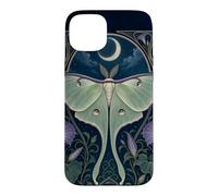 Custodia per iPhone 15 Plus Design Art Nouveau Luna Moth Moon Morning Glory